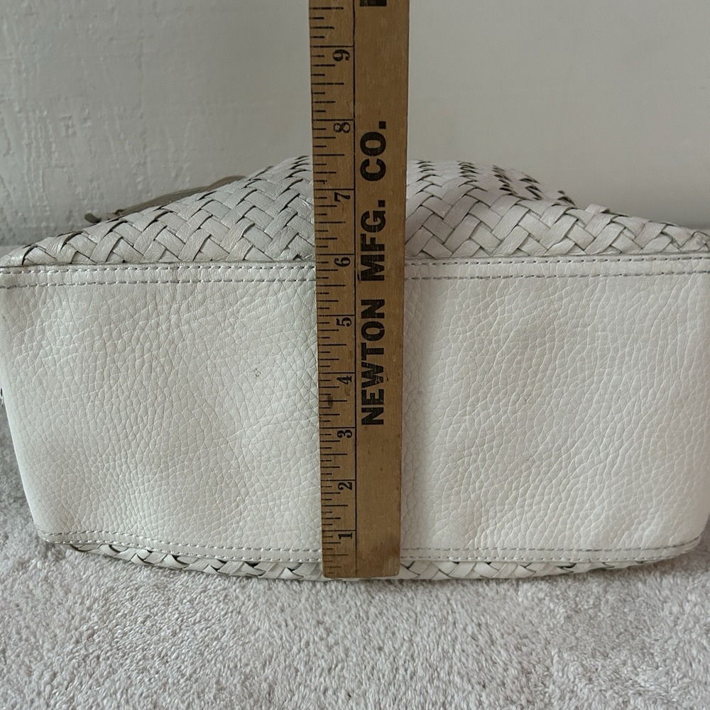 Cole Haan "Village Weave" SU06 Ivory Leather Woven Shoulder Bag Tote Boho Chic - Picture 9 of 12